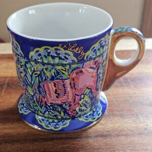 Lily Pulitzer ceramic mug with elephants multicolored